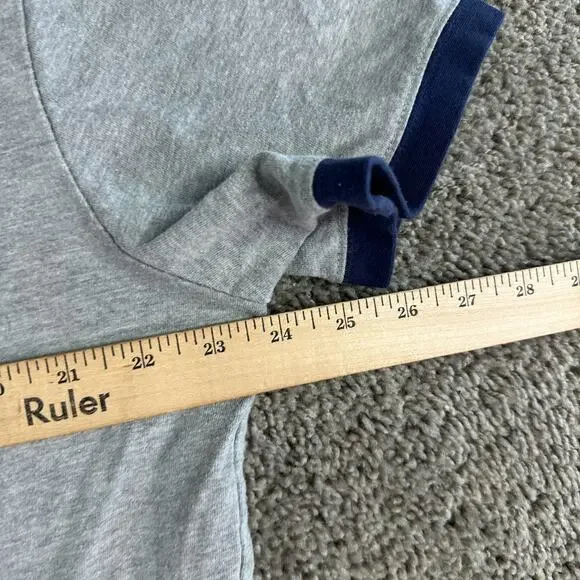 Disney Shirt Mens Large Gray Blue Mickey Mouse Ringer Short Sleeve Walt Disney - Picture 7 of 9